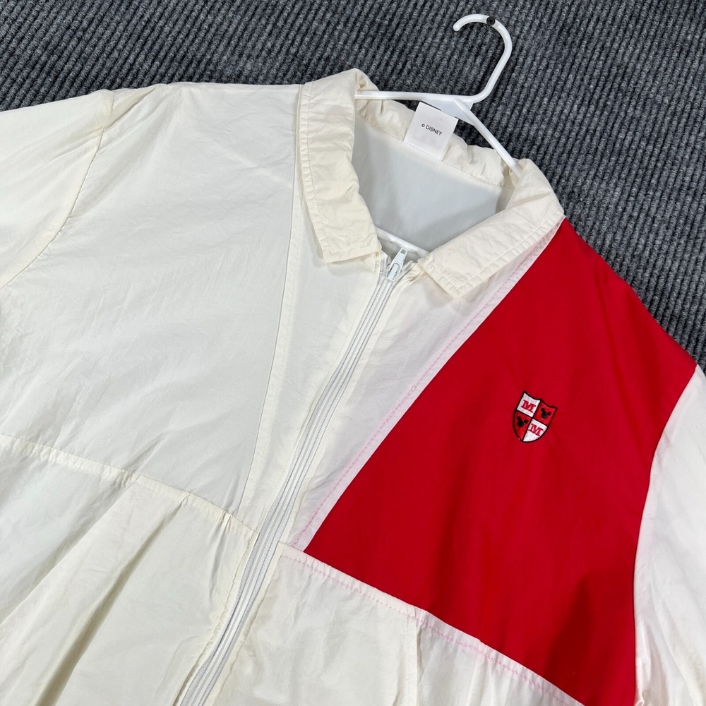 Vintage Disney Wear Windbreaker Jacket Mens Large White Full Zip Long Sleeve